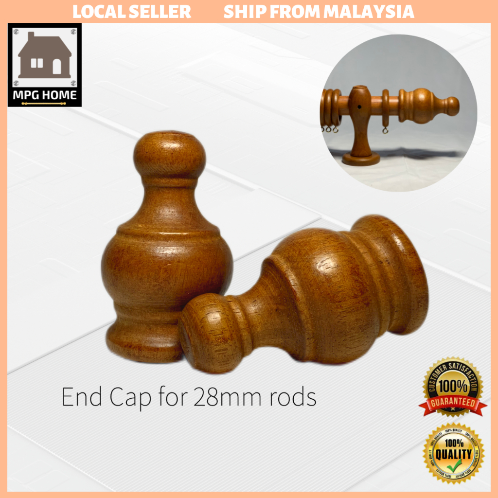 1Pc Wooden Curtain Rod End Cap Penutup Kayu Langsir End Cap / Finial