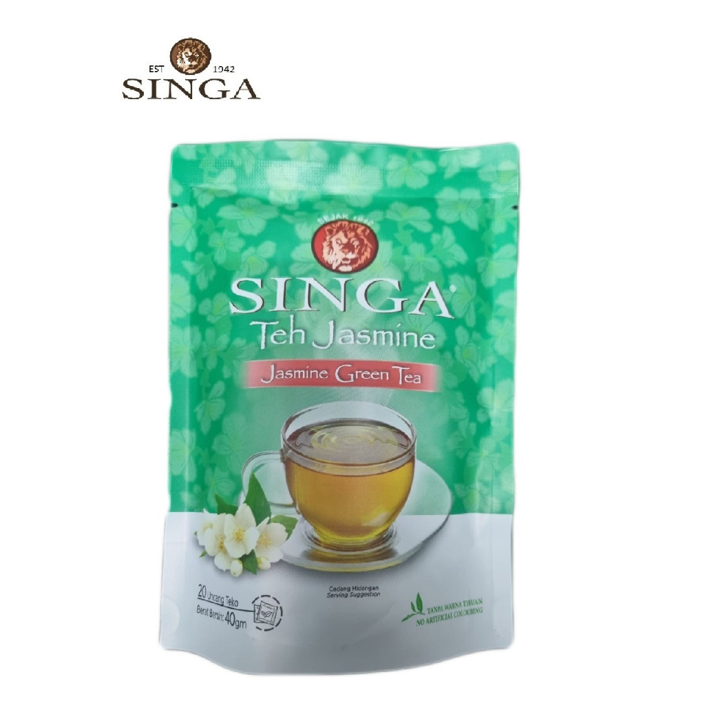 SINGA Jasmine Green Tea Potbag/ Uncang Teh Jasmine, 40gm (2gm x 20's ...