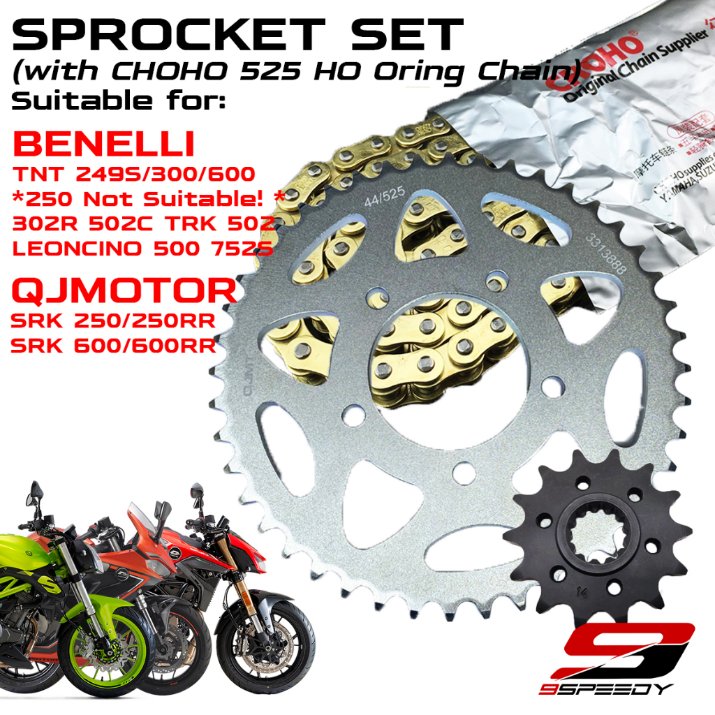 Benelli TNT 249S 300 600 502C TRK 502 QJMOTOR SRK 250 600 Sprocket Set