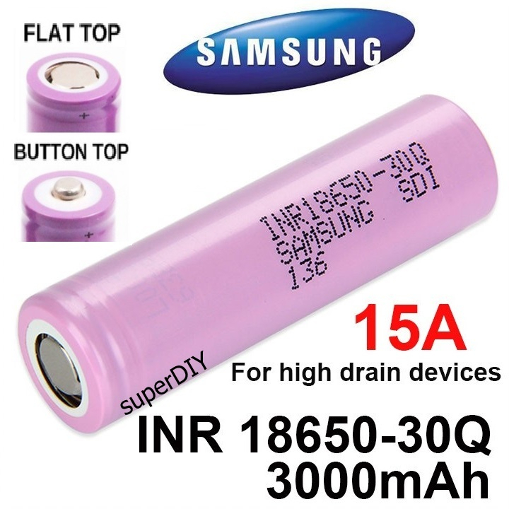 Original Samsung INR1865030Q 3000mAh 15A 18650 Battery for High Drain