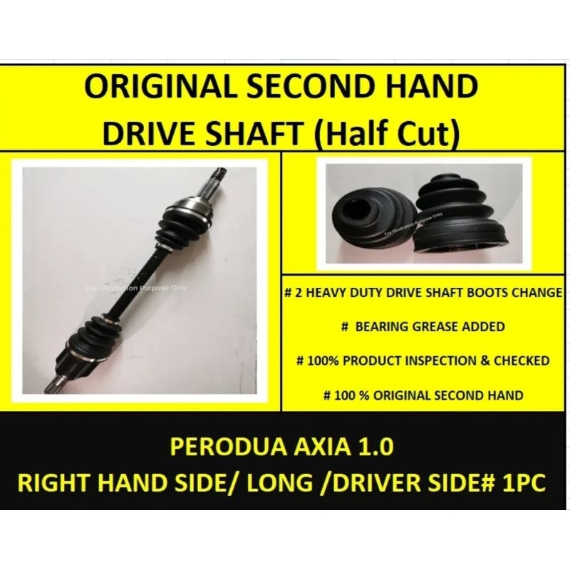 Original Secondhand Perodua Axia 1.0 Drive Shaft Long/Right hand 1pc