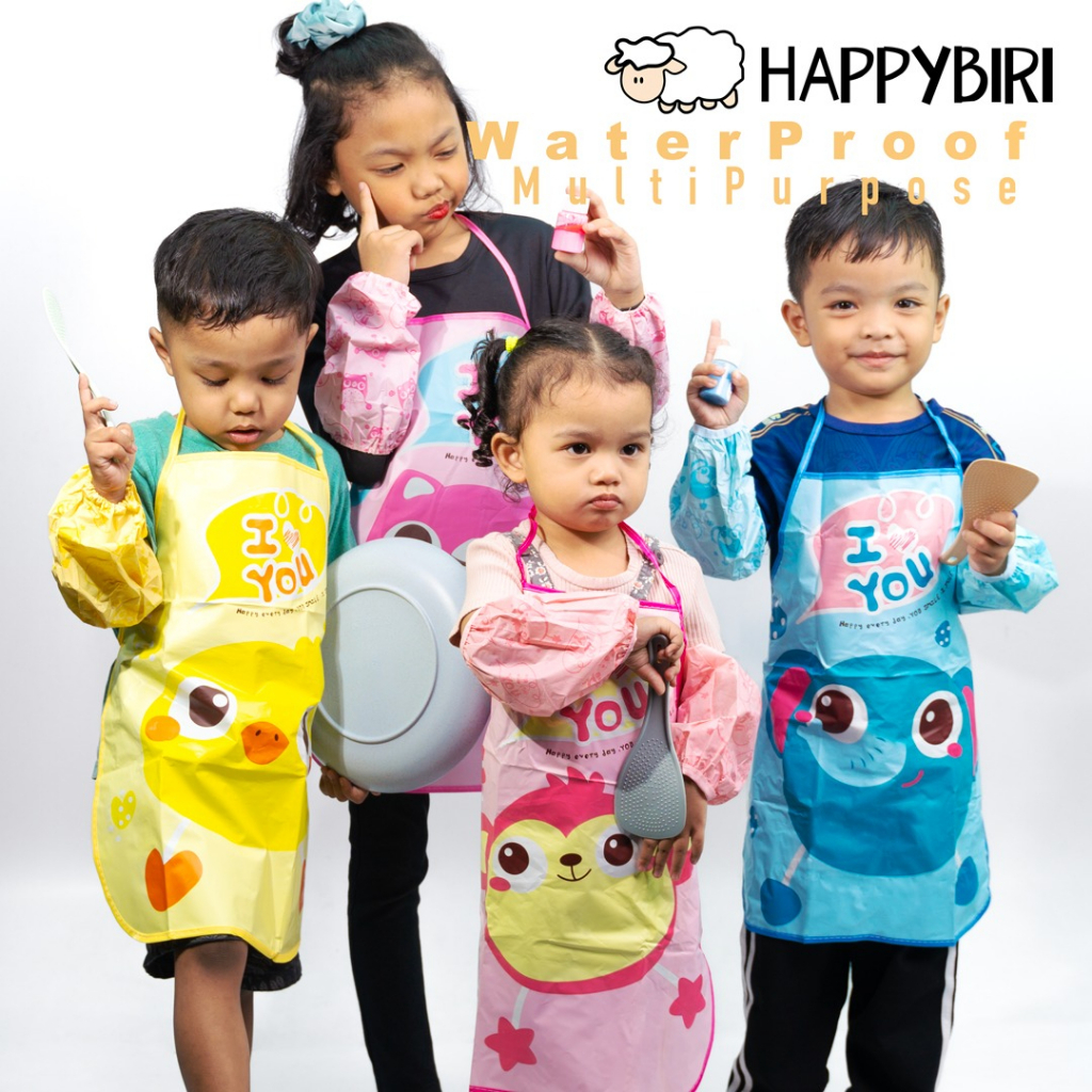 Children Waterproof Apron With Oversleeve/Apron Kalis Air KanakKanak/Kids Waterproof Apron