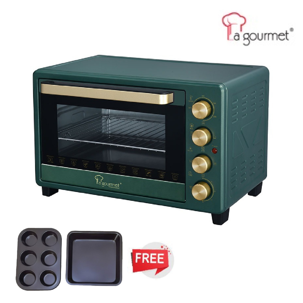 La gourmet 35L Electric Oven, Ultra Green (Free 2pcs Bakeware Set 6
