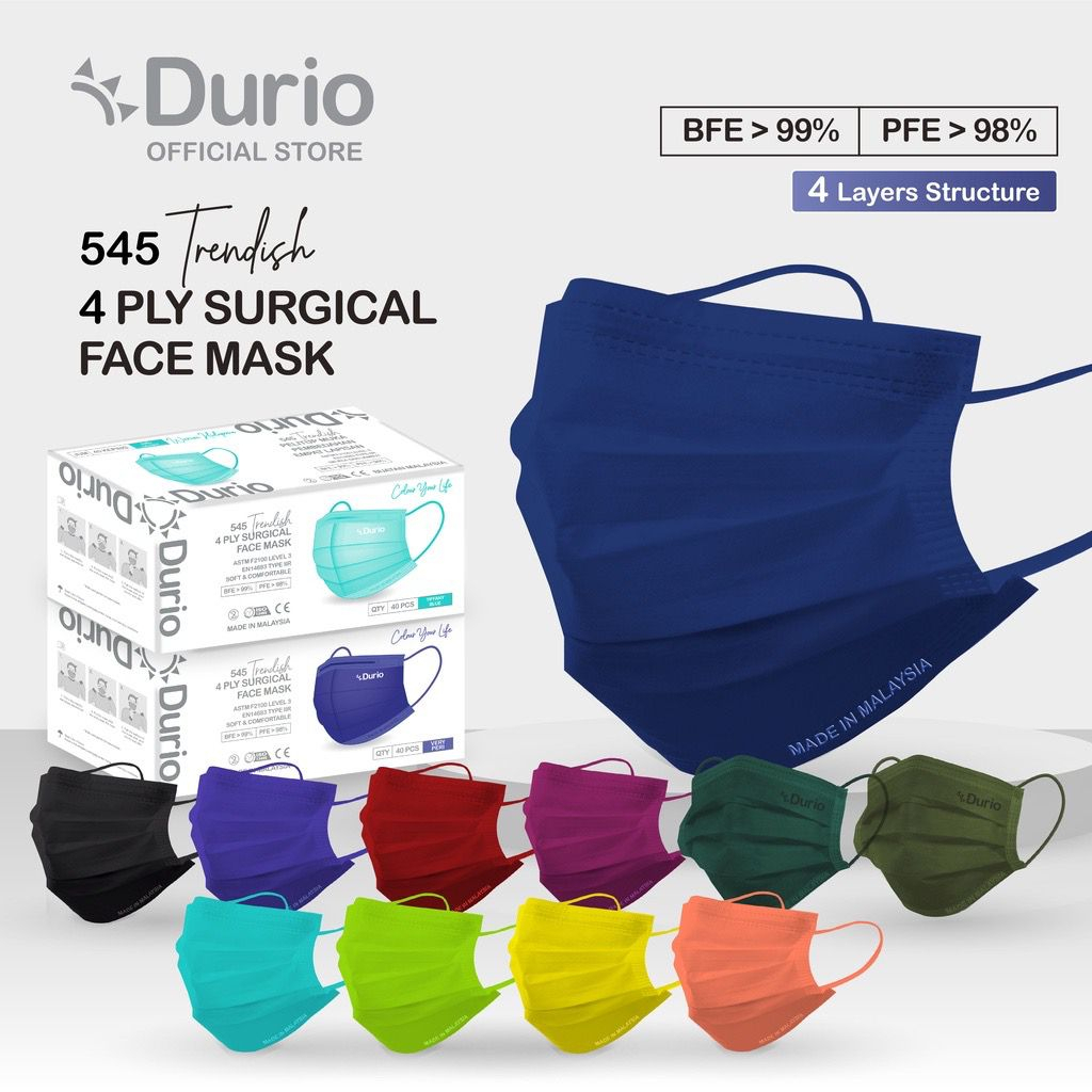 Durio Trendish 545 4 PLY Surgical Face Mask 40Pcs | Shopee Malaysia