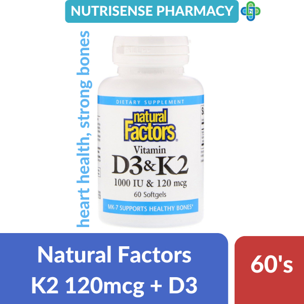 NATURAL FACTORS VITAMIN K 120MCG & D 1000IU Softgels 60s [exp 2025
