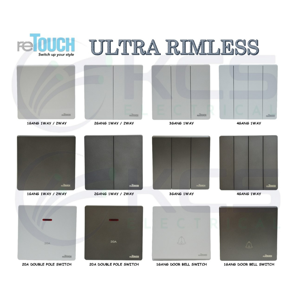 RETOUCH ULTRA RIMLESS SWITCH SOCKET(MATTE GREY / WHITE ) | Shopee Malaysia