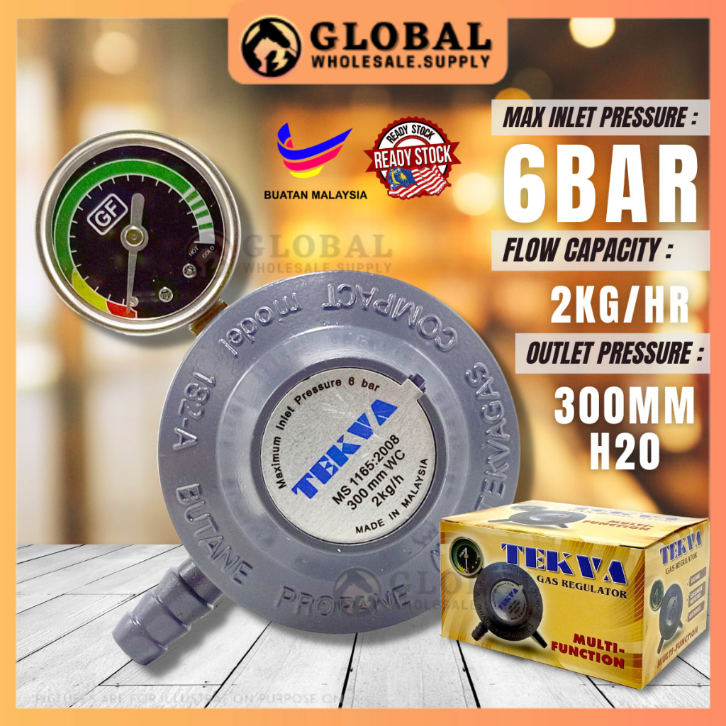 [READY STOCK] TEKVA/TRAC Gas Regulator with Pressure Gauge Low pressure