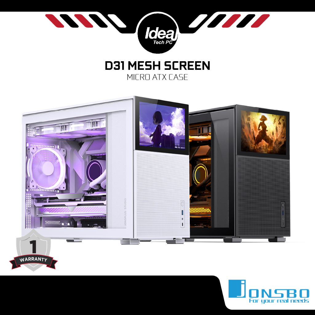 JONSBO D31 Mesh Screen White / Black /w Tempered Side Panel Gaming PC ...