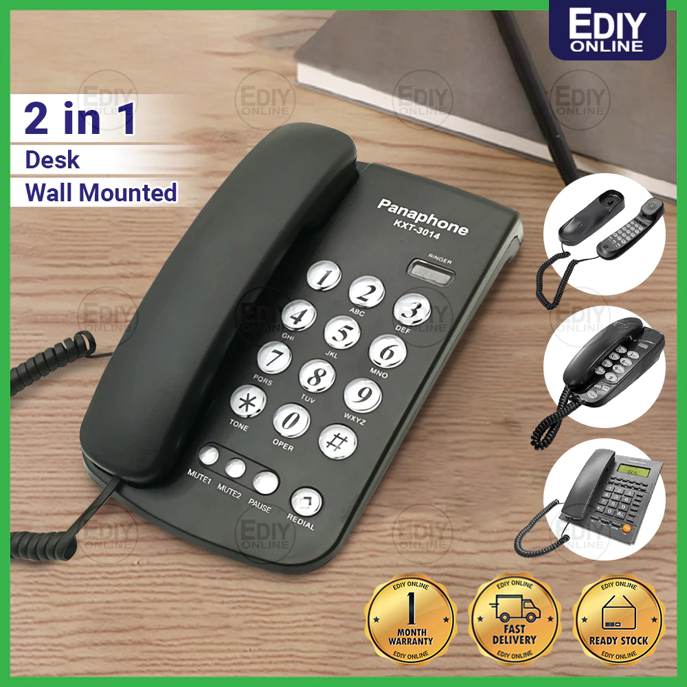 Home Office Corded Telephone Telefon Desk Table Wall Basic Landline Pejabat Rumah Caller ID Display