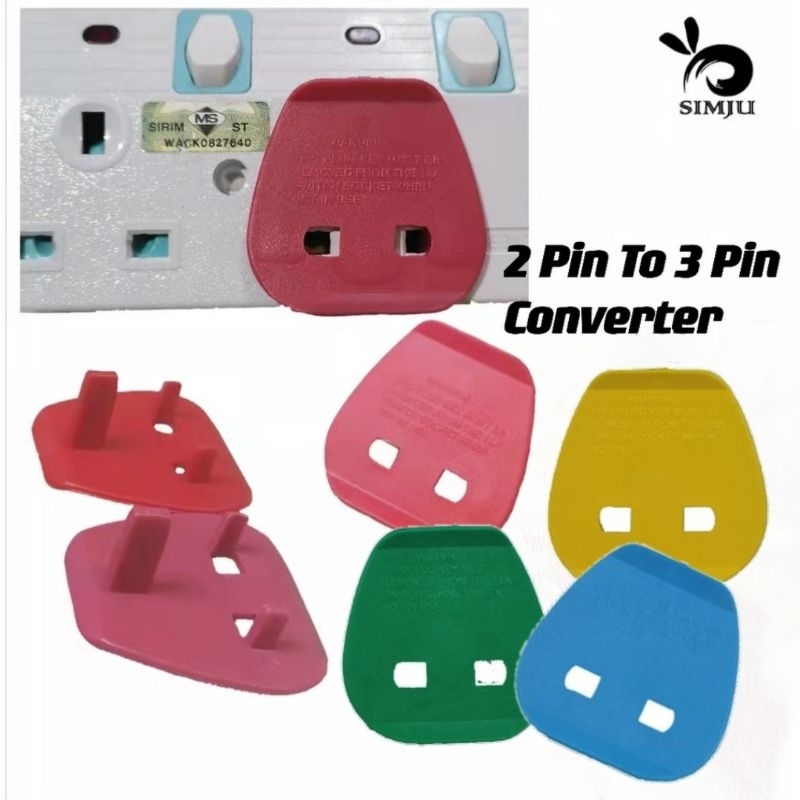 13A Safety Switch Socket Plug Key 2 Pin to 3 Pin Converter (RANDOM