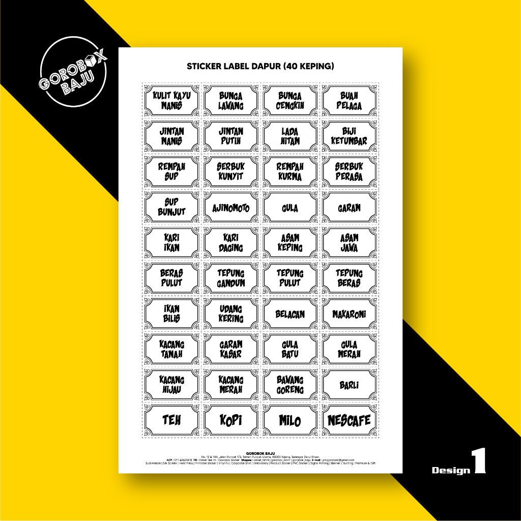 💜 Sticker Label Dapur Rempah Ratus Custom Kitchen Sticker 💜 | Shopee ...