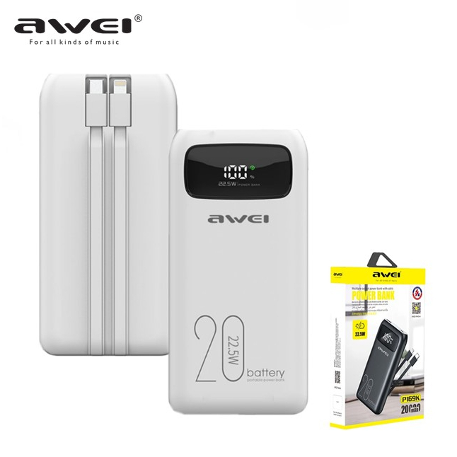 Awei P169k 20000mah Portable Power Bank 225w Super Fast Charging With Cable Shopee Malaysia 3408