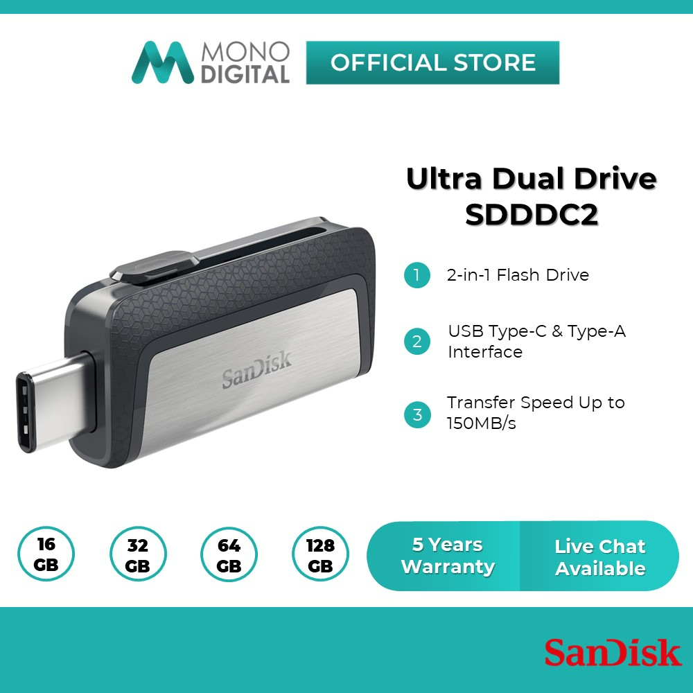 Memoria USB 3.1 USB Tpo C Sandisk 128Gb Ultra Dual Drive Go