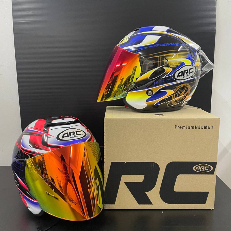 Arc Ritz Helmet YF1 Openface Arc Motor Helmet YF-1 Red Blue | Shopee ...