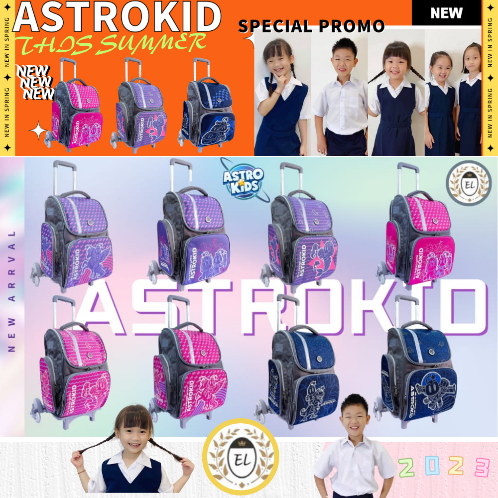 2023 Astrokid 6 Wheels Kid Trolley School Bag Primary Astrokids 3D Foam Cushion Backpack Spine Comfort design Shopee Malaysia