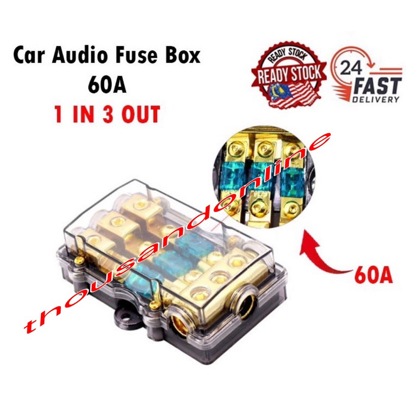 UNIVERSAL AUTO CAR AUDIO POWER FUSE BOX FUSE HOLDER 1 IN 3 OUT 12V 24V