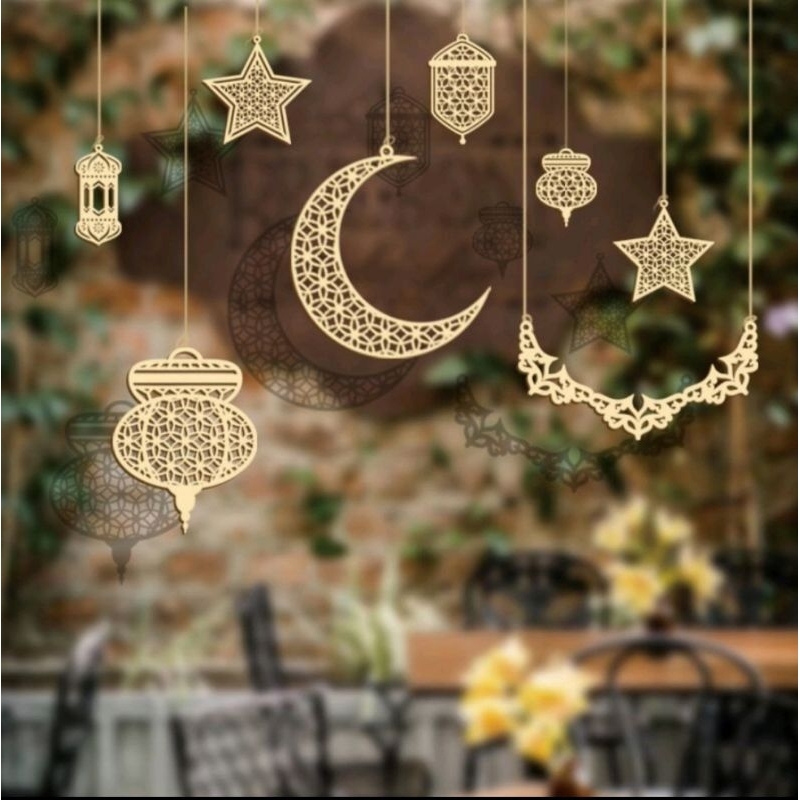 [READY STOCK] Hari Raya Eid Mubarak Wooden Wall Decoration Islamic ...