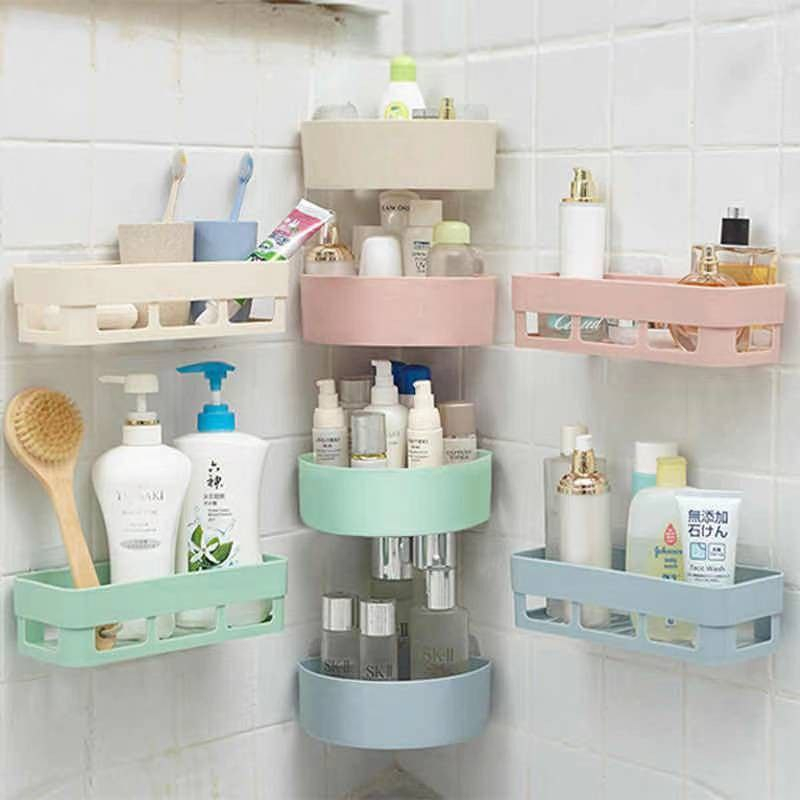 Bathroom Shampoo Rack Wall Mounted Plastic Kitchen Storage Rak Sabun ...