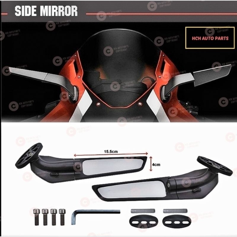 MAX.P CNC WING REAR SIDE MIRROR R15/ R25/ NINJA/ R6/ R1/ XJ6/ RS 200