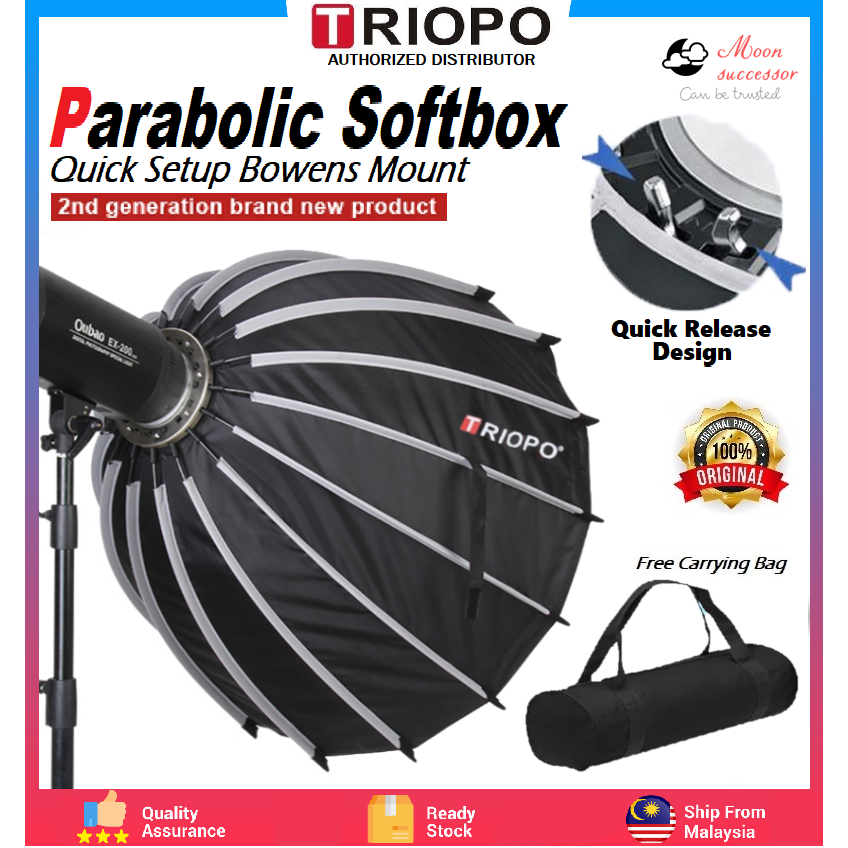 Triopo KP2 Deep Parabolic Softbox 16 Rib Easy Set Up Bowen Soft Deep ...
