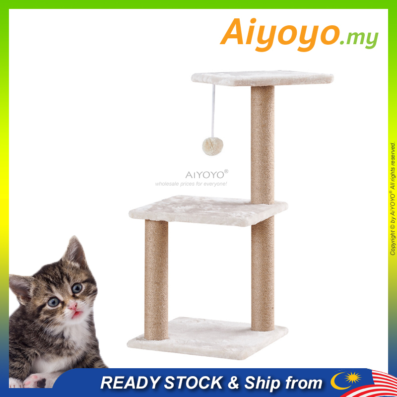 Wooden Cat Tree Scratcher Tower Mainan Kucing Rumah Kucing Cat Toy