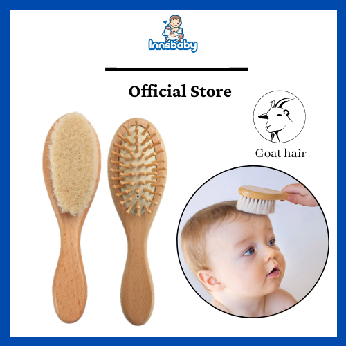 Goat Wool Wooden Baby Hairbrush Baby Hair Comb Baby Brush Baby Comb Set ...