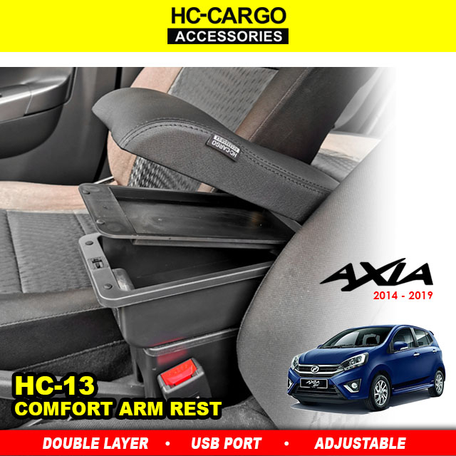 Perodua Axia 2014 2019 Comfort Adjustable ArmRest Arm Rest ( 3 Port