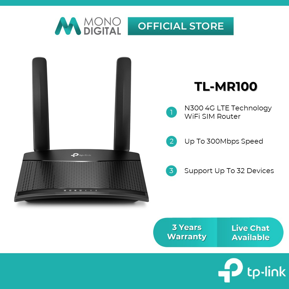 TPLink TLMR100 Wireless N300 4G LTE Mobile Direct Sim Modem Router