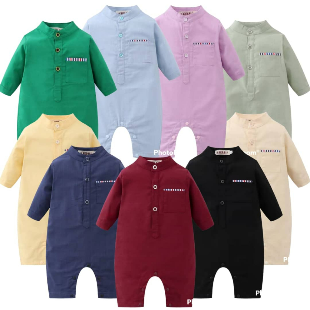 Baju Melayu Baby Kurta Romper Sampin Baju Raya 2023 Hitam Baby Blue