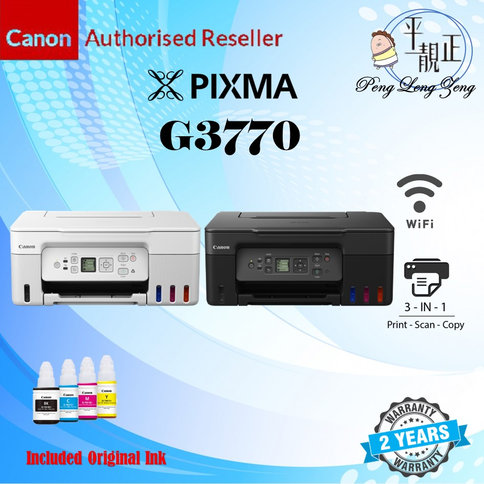 Canon Pixma G3770 Wireless Refillable Ink Tank Printer With Low Cost Printing Print Scan Copy 0118