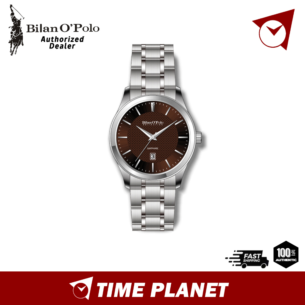 BilanO Polo Collection PC G6528SL PC L6528SL Tachymeter Sapphire Crystal Men watch Women Watch Brown Silver Shopee Malaysia