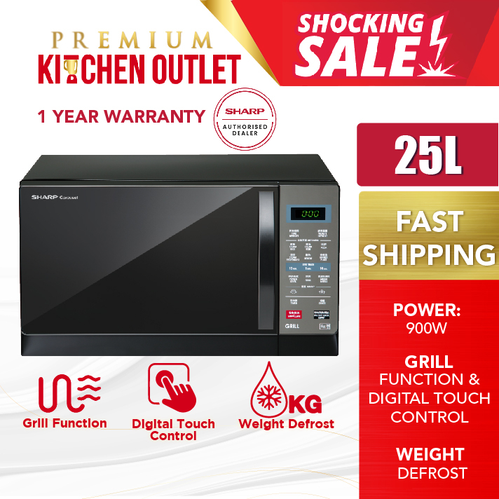 Sharp 25L Microwave Oven with Grill R607EK 900W 25L without Grill