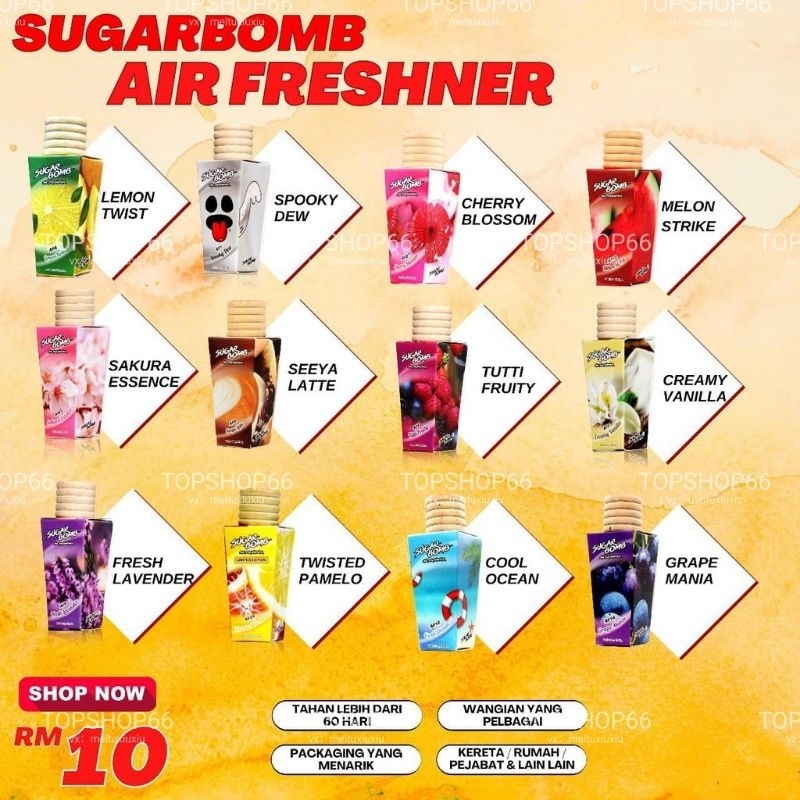 Sugarbomb Air Freshener Car Freshener Car Perfume Wangian Bilik