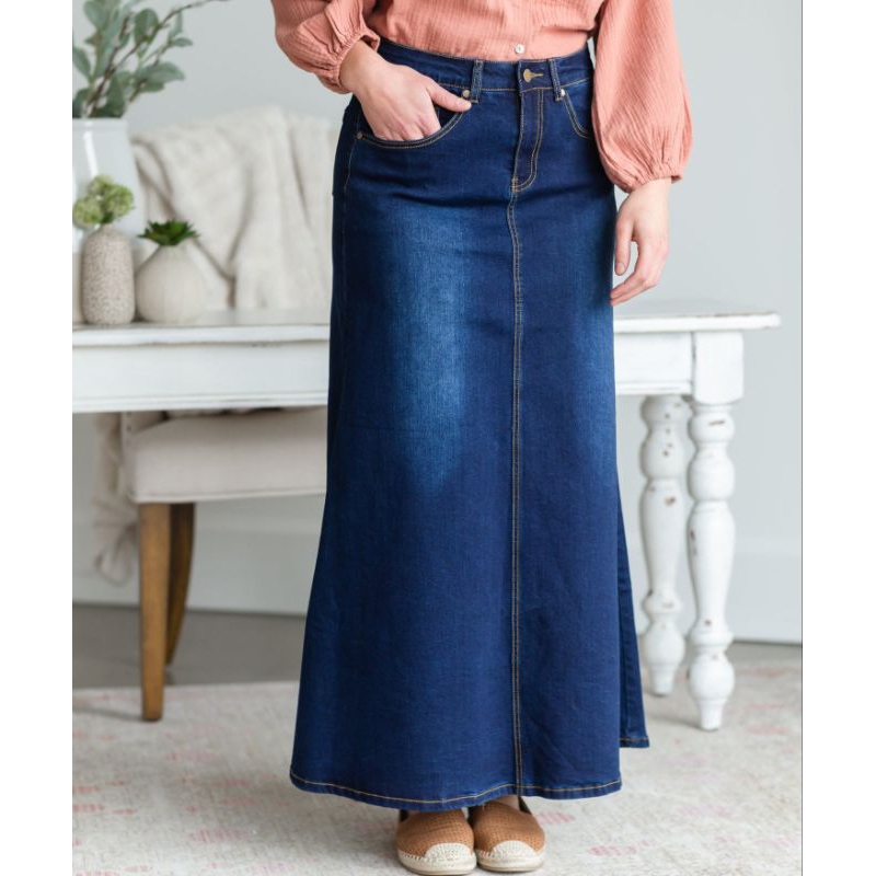 skirt jeans labuh muslimah style -ready stok | Shopee Malaysia