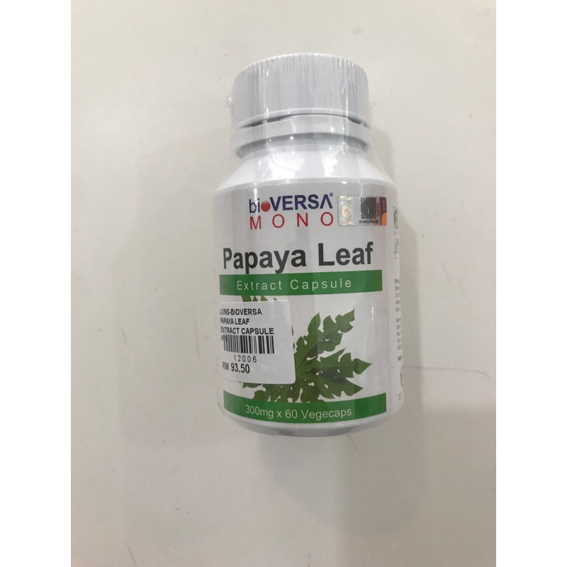 BIOVERSA PAPAYA LEAF EXTRACT CAPSULE 60s ( FOR DENGUE FEVER) Shopee