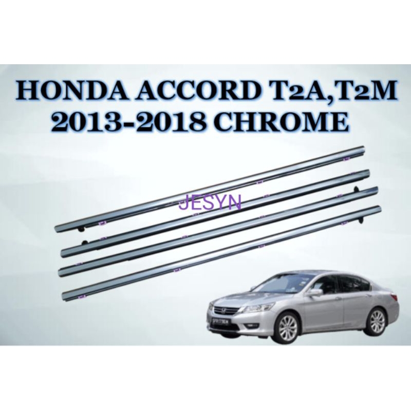 WheelX 4-Piece Outer Window Molding Weatherstrip For Honda Accord 2008-2012 – Black & Chrome, Clip-On