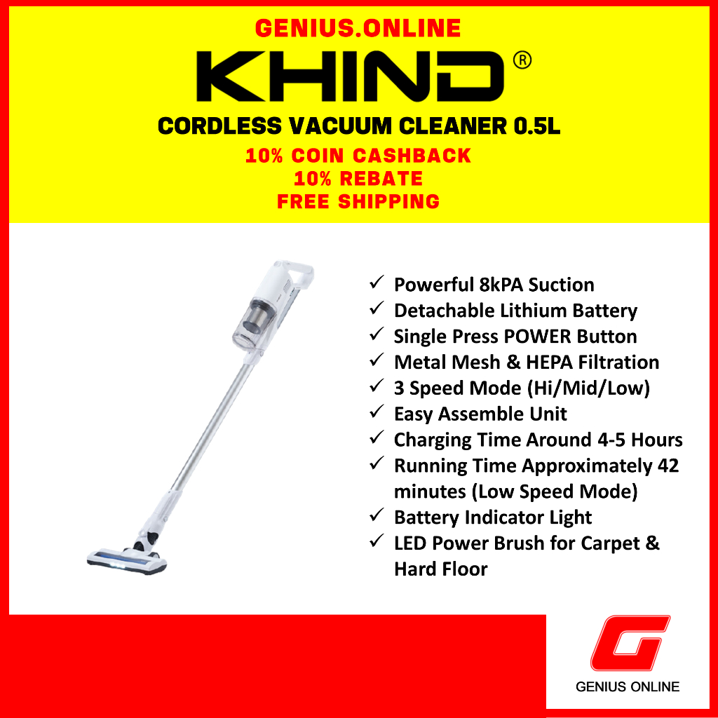KHIND Cordless Vacuum Cleaner Stick VC9691 Shopee Malaysia
