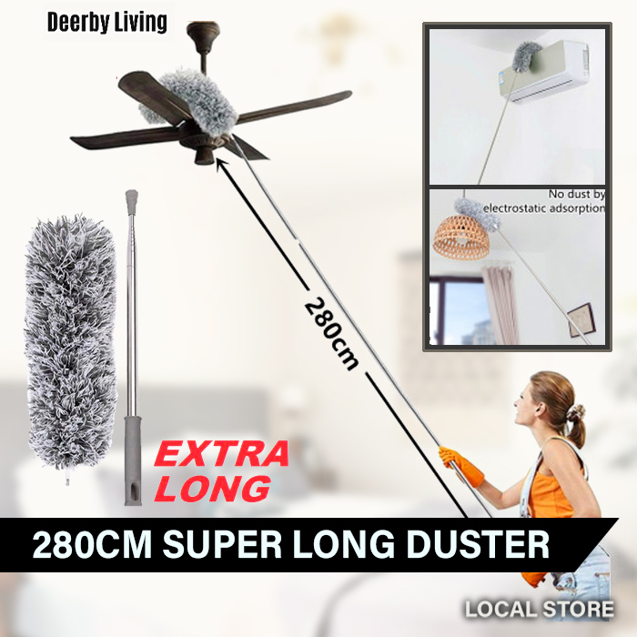 280cm Extendable Long Fan Feather Duster Microfiber Cobweb Duster