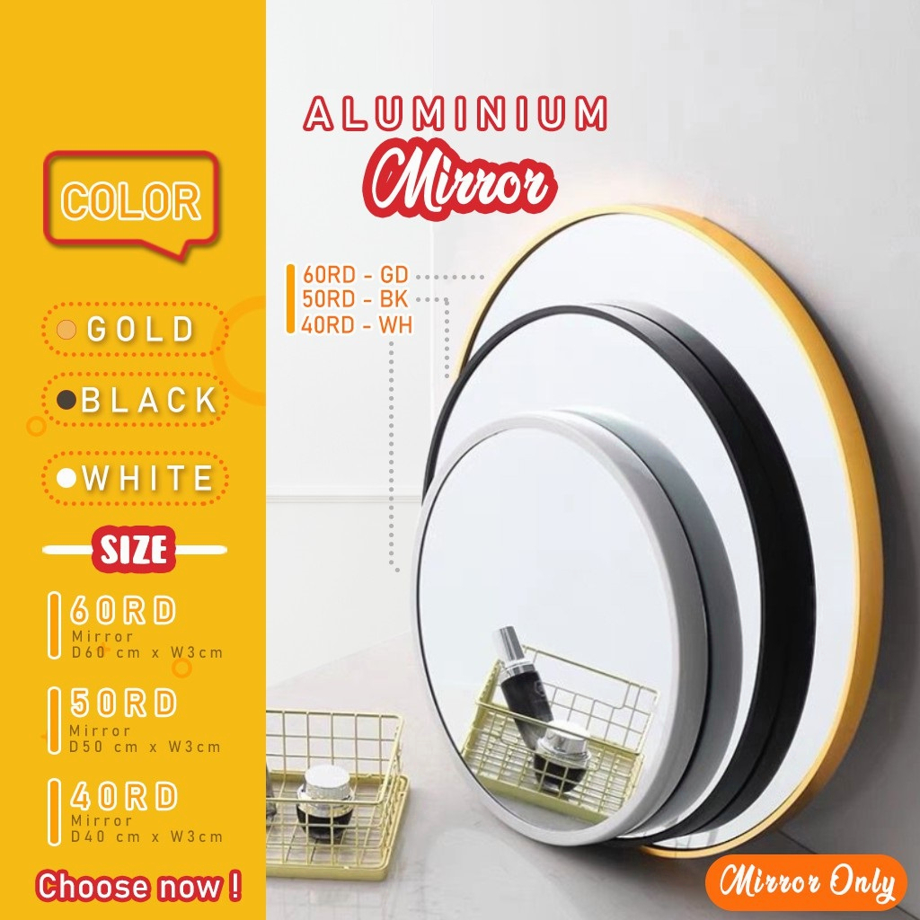 Mok Metal Frame Wall Mounted Bathroom Mirror Round Mirror For Bathroom Circumference Cm