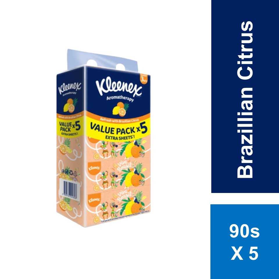 Kleenex Facial Tissue Box Brazilian Citrus 3PLY (80s x 5 boxes