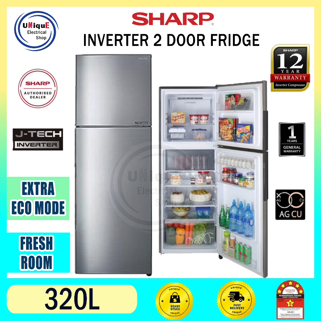 SHARP J-TECH INVERTER Twin Door Refrigerator / Peti Sejuk Sharp Dua ...
