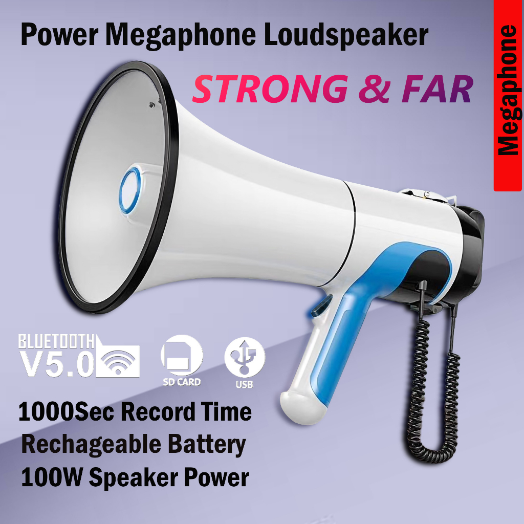 Power Megaphone Loud Hailer Rechargeable Battery Pembesar Suara