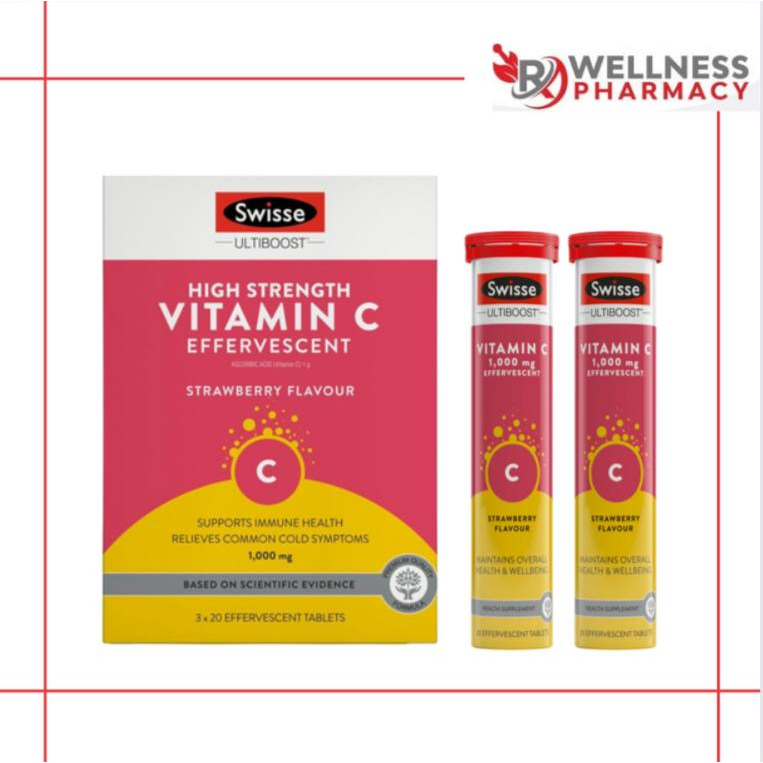 SWISSE Vitamin C 1000mg Effervescent Strawberry Flavor 3x20's Shopee Malaysia