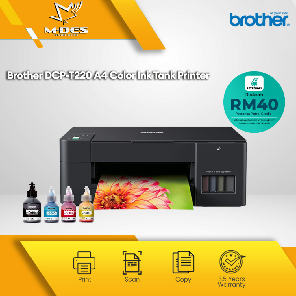 [FREE RM40 PETROL CREDIT] Brother DCP-T220 All In One A4 Color Inktank ...