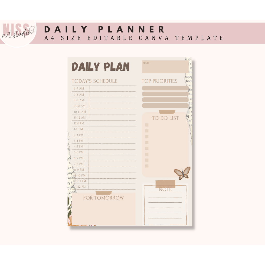 1x Editable Canva Template Daily Planner Fully Editable Planner ...