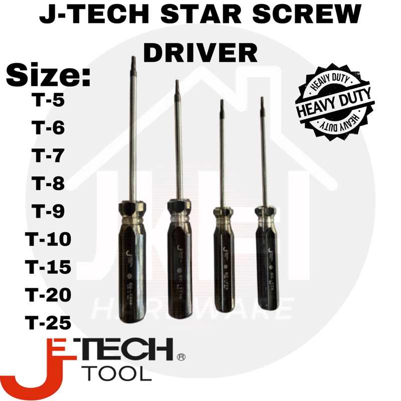 (HEAVY DUTY) J-TECH STAR SCREW DRIVER T-5,T-6,T-7,T-8,T-9,T-10,T-15,T ...