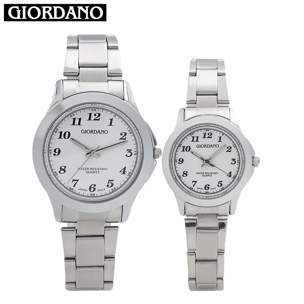 Giordano Classic Couple Lover Silver Stainless Steel Band Water Resistant Watch SK18888S WH