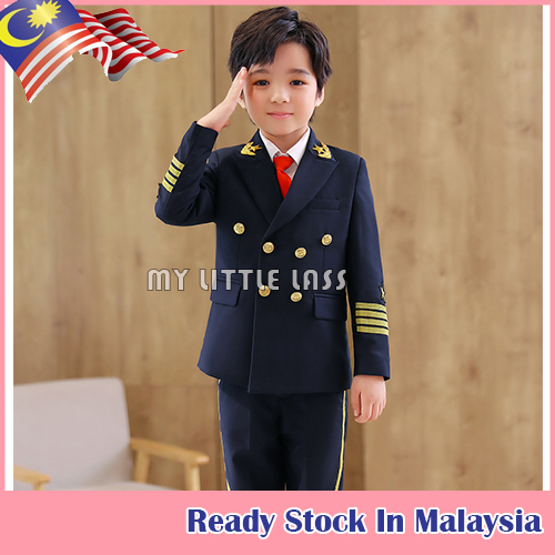 Boys Pilot Uniform Suit Kids Formal Jakcet Pants Tuxedo Wedding Dress ...