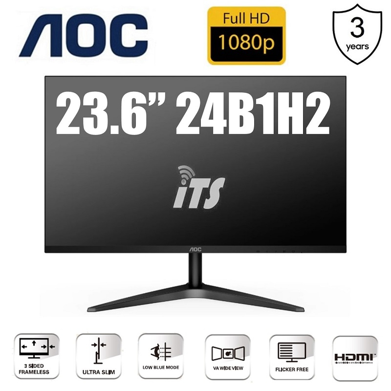  AOC 27B1H 27 Full HD 1920x1080 Monitor, 3-Sided Frameless, IPS  Panel, HDMI/VGA, Flicker-free : Electronics