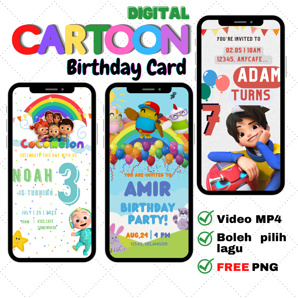 Tema Kartun Kad Harijadi, Kad Birthday Digital, Kad Jemputan Digital ...